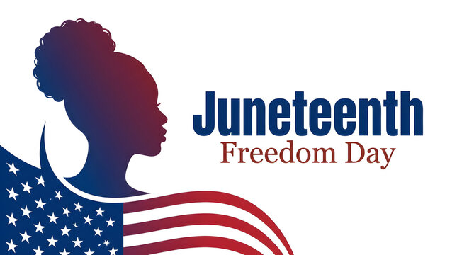 Juneteenth Celebration Scene with American Flag and Diverse People in Festive Mood