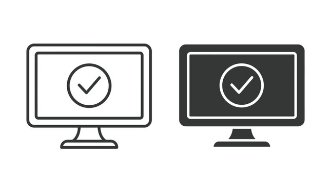 Two computer monitor screen icons featuring a check mark symbol for your digital interface design project