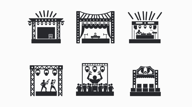 Collection of Theater Stage Set Designs for Various Live Performance Events and Productions
