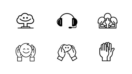 Fototapeta premium Collection of Various Simple Icons Representing Emotions, Support, and Environmental Connection