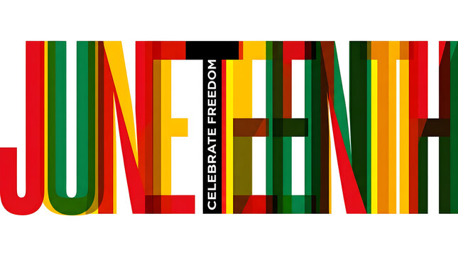 Celebration of Juneteenth with colorful flags and festive atmosphere