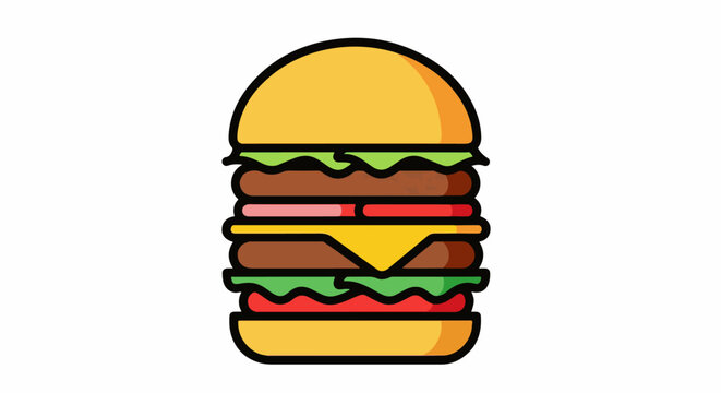 Stacked hamburger with lettuce, tomato, cheese, and two patties