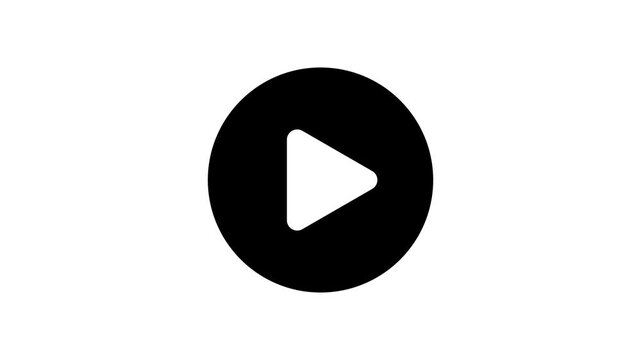 Animated play button icon circle motion graphics with alpha.