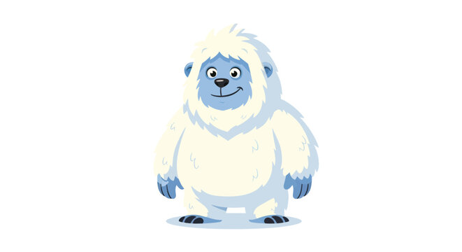 Cute Cartoon Yeti Character Smiling, Abominable Snowman Illustration