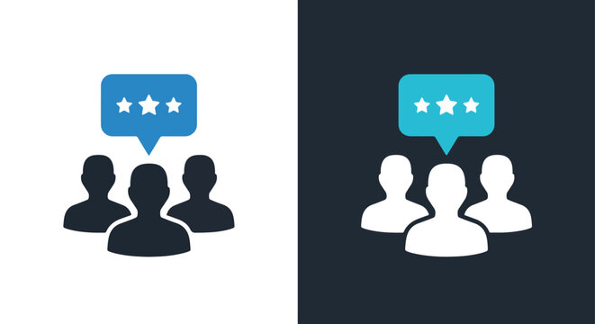 Group user feedback star rating icon set: Clipart, sticker - icon set - Line and glyph solid icon and logo template 