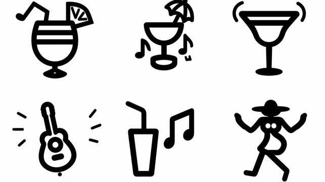 Colorful Illustrations of Classic Cocktails and Fun Elements of a Vibrant Summer Party