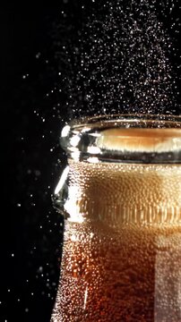 An open bottle of cola. Filmed on a high-speed camera at 1000 fps. High quality FullHD footage