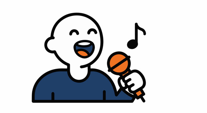 Happy person singing passionately into a microphone illustration.