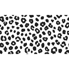 Fototapeta premium Leopard Print Pattern: Black Spots on White Background, Animal Skin Texture