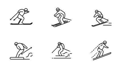 Dynamic Skiing Action Captured in Six Distinct Moves on Snowy Slopes © AI PIC