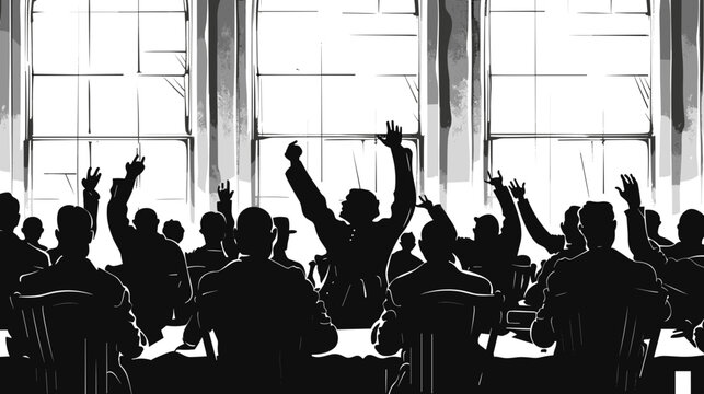 Dynamic Silhouettes of Participants Raising Hands in Engaging Meeting or Conference Setting