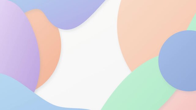 Abstract pastel organic shapes animated background seamless loop for website hero section, presentation background.