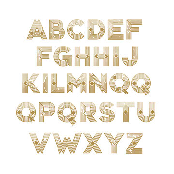 Elegant Gold Art Deco Alphabet Letters with Geometric Pattern