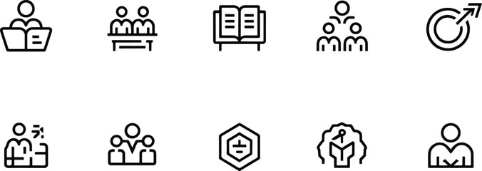 Fototapeta premium Collection of flat design education and technology icons isolated on transparent background