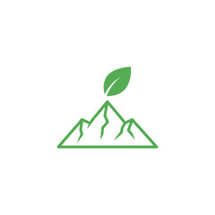 Obraz premium Green mountain with leaf symbol.