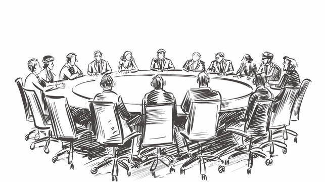 Gathering of Professionals Engaged in Roundtable Discussion During Business Meeting