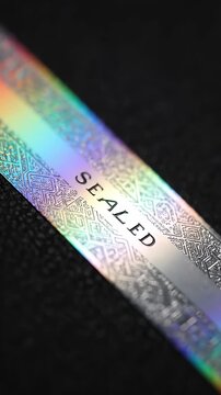 Holographic security seal sticker with SEALED text label.