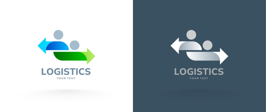 Logo Logistics theme sihouette peope and arrows