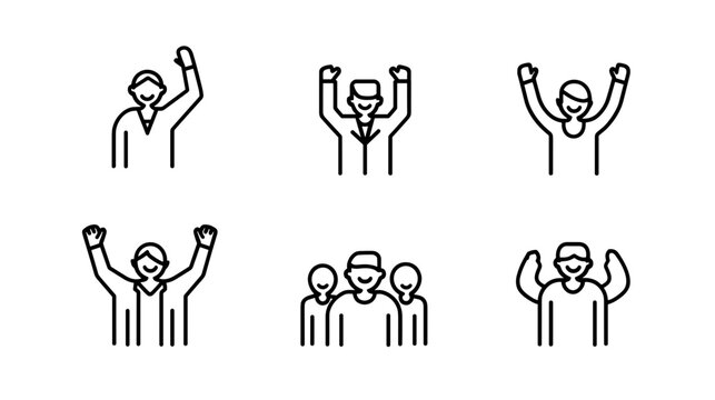 Group of Diverse People Celebrating Success Together with Enthusiastic Gestures