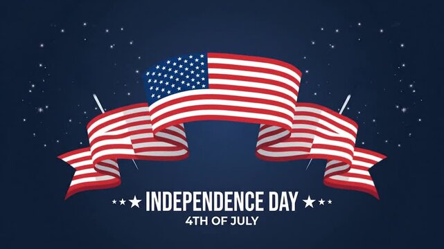 Celebration of Independence Day with patriotic American flags and fireworks display for July 4th festivities