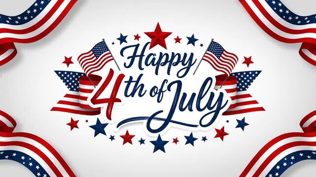 Celebratory 4th of July Independence Day themed festive graphics showcasing patriotic symbols and vibrant decorations for