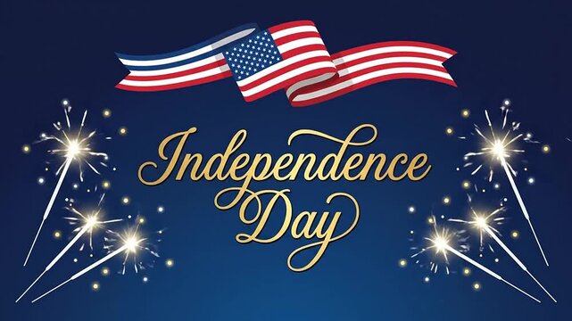 Celebration of independence day with patriotic banners fireworks sparklers and American flags inspiring national pride