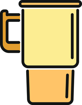 Stylized yellow and orange travel mug icon for a beverage container