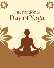 Yoga Day Brown and Beige Illustrative Greeting Poster © designinnovations