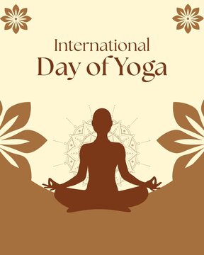 Yoga Day Brown and Beige Illustrative Greeting Poster
