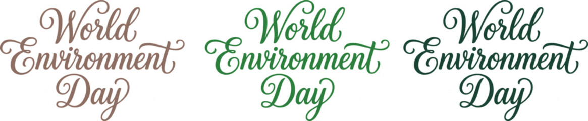 Fototapeta premium World environment day typography green script text on white background