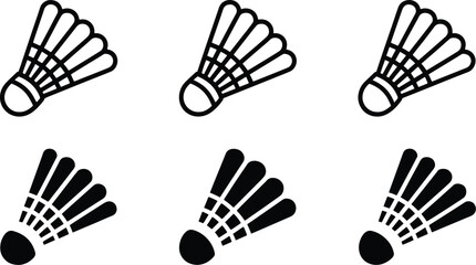 Obraz premium Set of six badminton shuttlecocks isolated on transparent background for sports equipment design