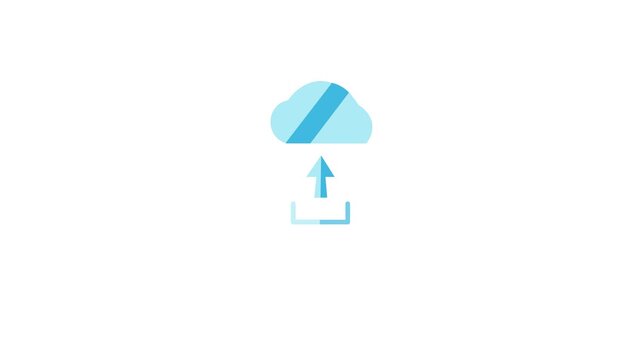 Blue arrow cloud logo for uploading files from websites, the internet, or mobile phones.