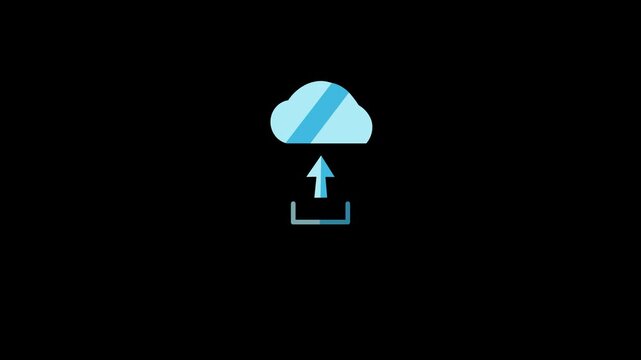 Blue arrow cloud logo for uploading files from websites, the internet, or mobile phones.
