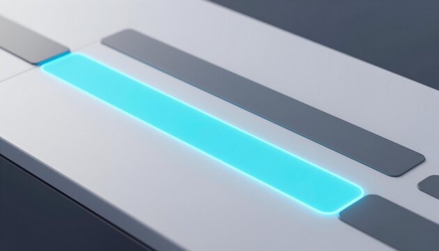 Close-up of a glowing cyan slider control on a minimalist metallic interface