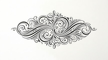 Fototapeta premium Intricate black swirling floral design on white background
