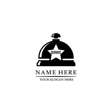 Hospitality service bell logo with star icon