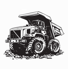 Industrial Mining Dump Truck Heavy Equipment Vector On White Background © Edo