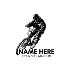 Obraz premium Person in hoodie riding bmx bike logo