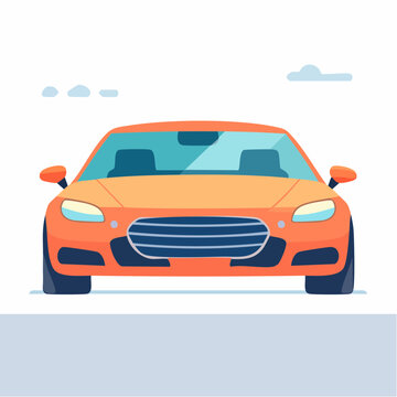 Orange Sports Car Front View