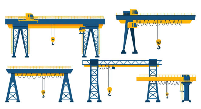 Industrial Gantry Cranes Set: Manufacturing, Construction, Heavy Lifting Equipment