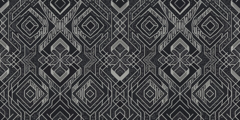 Batik Black and White Seamless Geometric Ornamental Pattern Background © Dimas