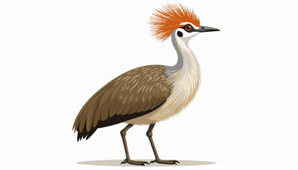 Fototapeta premium A brown bird with a distinctive orange feathered crest stands proudly
