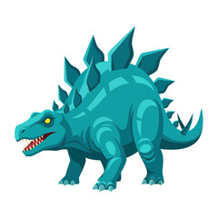 Teal Stegosaurus Dinosaur Cartoon Illustration Isolated on White © Kuning