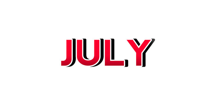 July month text illustrations on transparent background
