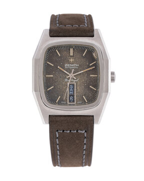 Zenith self-winding watch, Port Royal model, steel case with tropical dial. Milan. Italy_September 4, 2025