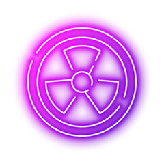 Fototapeta premium Radiation Symbol Showing Hazard Warning Safety. Neon glowing effect icon