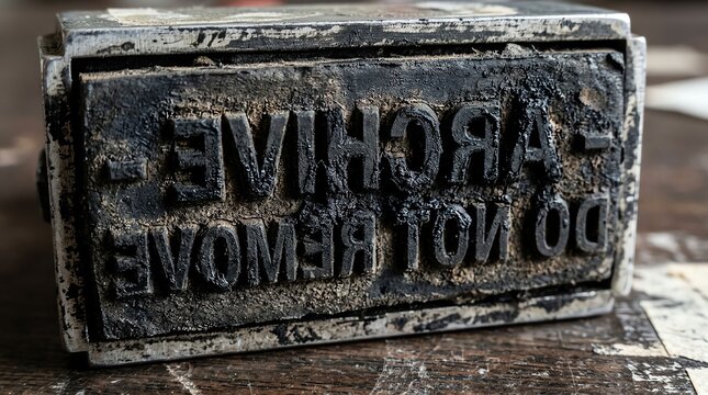 Vintage metal stamp with the phrase 'DO NOT REMOVE' in bold letters.