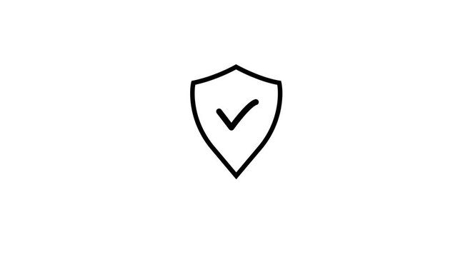 Shield with tick animated outline icon with alpha channel. shield with tick 100% Security icon