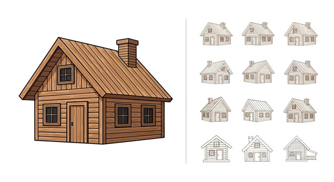 Small wooden house with chimney.