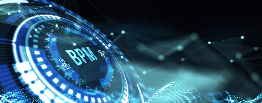 BPM Business process management system technology concept. 3d illustration